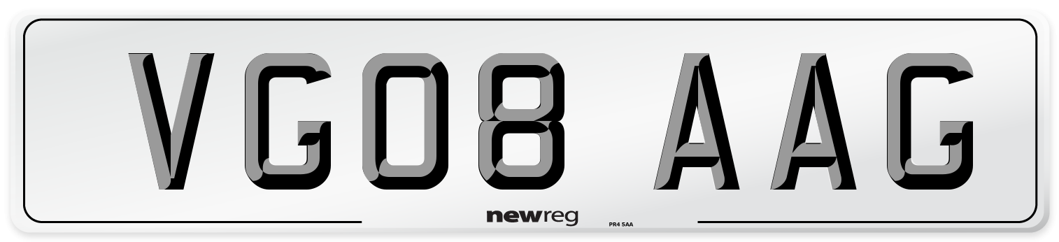 VG08 AAG Number Plate from New Reg